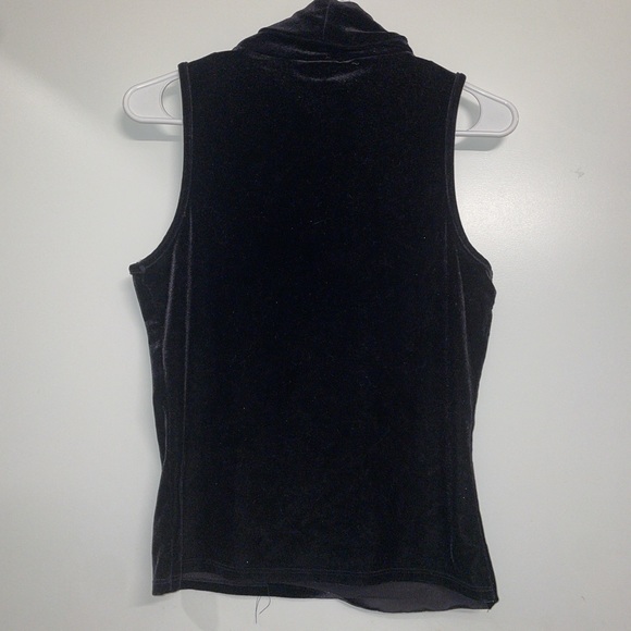 Vintage Hot Kiss Women's Black Velvet Vest turtleneck sleeveless top size Large - Picture 4 of 8
